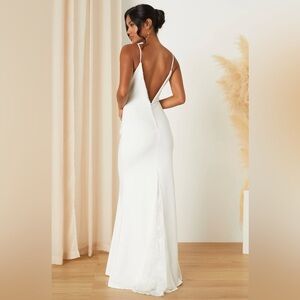 Lulus Taliana White Lace Button Back Maxi Dress, Size XS